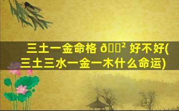 三土一金命格 🌲 好不好(三土三水一金一木什么命运)